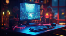 A gaming computer on the desk