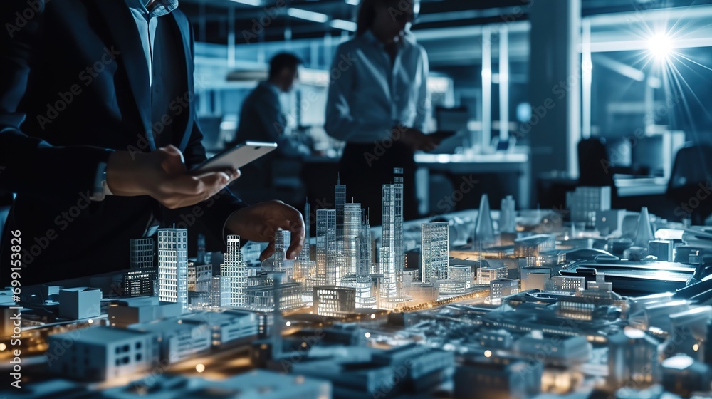 Architect and Engineer have Discussion, Use Augmented Reality ...