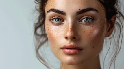 Canvas Print - Beautiful fresh girl with perfect skin, natural makeup. Beauty face