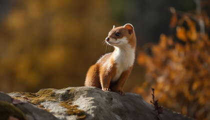 Sticker - Cute small kitten sitting in grass, watching nature beauty generated by AI