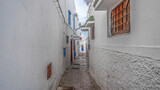 Fototapeta  - 01_Beautiful street in the Kasbah Oudaya, Rabat, Morocco.