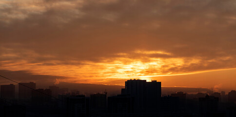 Wall Mural - Sunset over the city