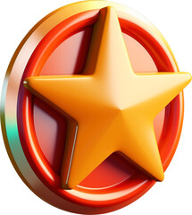 Poster - Star icon with circle 3d style isolated on transparent background. PNG