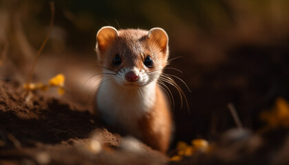 Poster - Cute small mammal sitting on a tree, looking at camera generated by AI