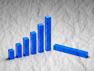 Bankruptcy concept. Picture of falling graph chart - financial crisis and economic downfall. Business failure and recession illustration.