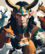 Loki - Nordic God Shape-Shifting into Animals | Dynamic Flat Illustration Gen AI