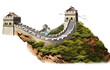 Great Wall of China on Transparent or White Background (PNG)