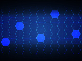 Wall Mural - abstract hexagon blue data future futuristic circuit technology background