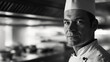 culinary chef portrait, high-key lighting, pristine kitchen setting, chef in crisp white uniform