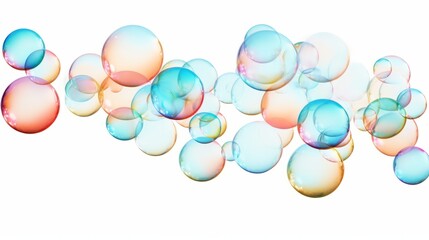 Wall Mural - 3d render of soap bubbles isolated with transparent. isolated on white background, - Created using AI Generative Technology