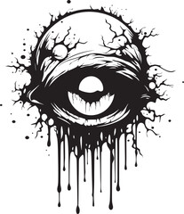 Fototapeta disturbing zombie skull creepy black vector macabre horror skull black creepy emblem