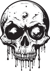 Wall Mural - Chilling Scary Skull Black Vector Design Menacing Zombie Head Creepy Black Icon
