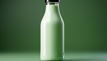 Wall Mural - Fresh milk in glass bottle, symbol of healthy organic drink generated by AI