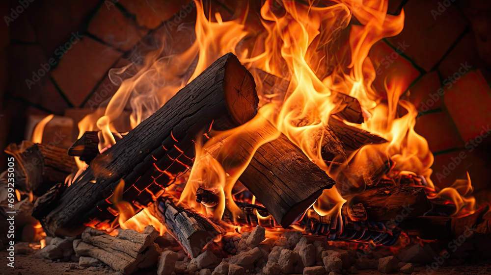 HD Images of a Roaring Fire in a Fireplace Stock Photo | Adobe Stock