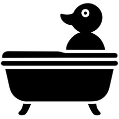  Baby bath tub with a rubber duck vektor icon illustation