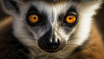 Wall Mural - Cute lemur staring, its small eyes focused on the camera generated by AI