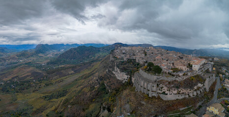 Wall Mural - drone perspective of the picturesque mountain village of Gerace in Calabria