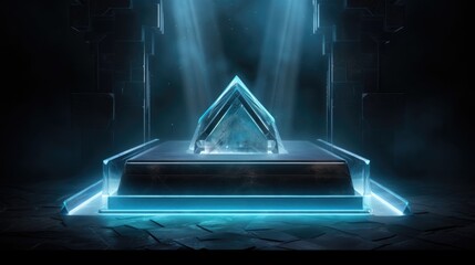 Wall Mural - A futuristic sci - fi scene with a pyramid in the middle of the room.