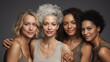 © Studio Nova - Group portrait of women of different ages and ethnic backgrounds, smiling and embracing each other, symbolizing diversity and unity.