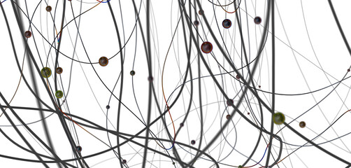 Fototapete - Abstract digital connection dots and lines. Technology background. Network connection structure. Plexus effect. 3d