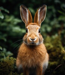 Wall Mural - the picture is of a brown rabbit that is staring at the camera, 