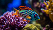 Clown fish swimming in vibrant reef, showcasing natural underwater beauty generated by AI