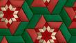© ADDICTIVE STOCK - 3D high quality seamless realistic texture tiles soft geometry form made from green leather with golden and red decor stripes and rhombus