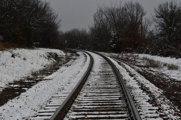 Canvas Print - Snowy Train Tracks