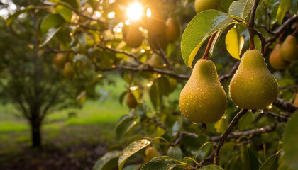 Wall Mural - Freshness and green color of a ripe apple in nature generated by AI