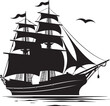 Ancient Seafaring Black Ship Emblem Timeless Journey Vector Ancient Ship