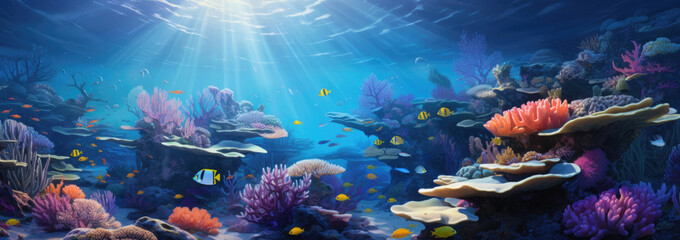 Wall Mural - a coral reef underwater with corals and fishes