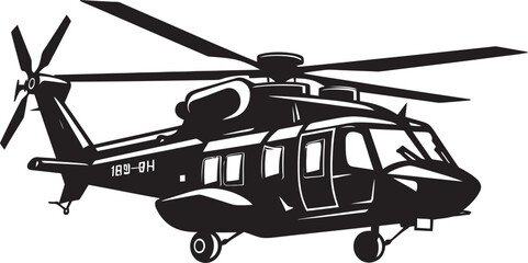 Wall Mural - Combat Rotorcraft Vector Black Logo Emblem Tactical Huey Military Chopper Symbol