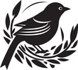 Aerial Nesting Black Bird Icon Design NestCraft Vector Bird Iconic Emblem