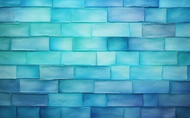 Wall Mural - The texture of the brick wall of many rows of bricks painted in blue color