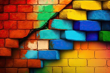 Poster - Colorful brick wall. Abstract background