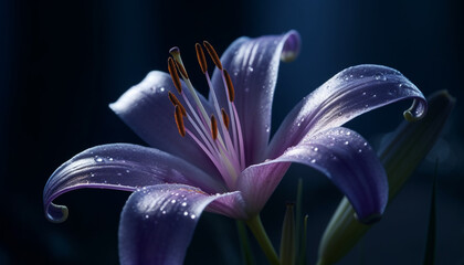 Poster - Purple flower head, single flower, macro, leaf, freshness, blossom, beauty generated by AI