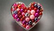 Heart made of glass balls for valentines day. red, pink, and purple
