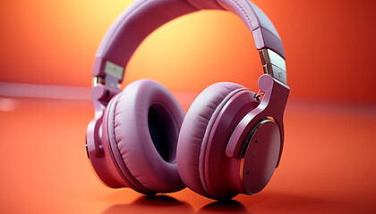 Canvas Print - Modern technology colorful headphones provide a vibrant audio experience generated by AI