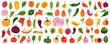Vegetables Clipart collection in flat hand drawn style, illustrations set. Vegetables and graphic design elements. Ingredients color cliparts. Sketch style smoothie and ingredients