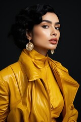 Wall Mural - A woman in a yellow leather jacket.