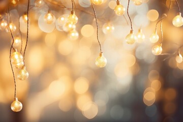 Wall Mural - Glowing lights with winter bokeh.