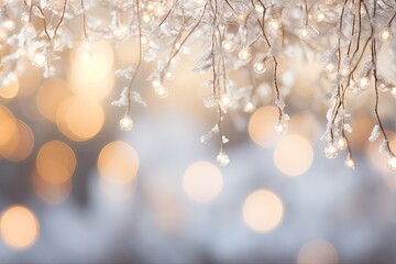 Wall Mural - Glowing lights with winter bokeh.