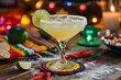 Traditional Margarita with Salt Rim and Lime Garnish