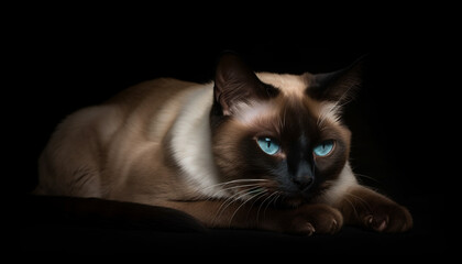 Poster - Cute kitten sitting, staring, fluffy fur, playful, selective focus generated by AI