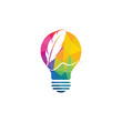 Feather bulb logo design. Inspire Writer Logo design. Education and publication logo concept.