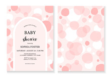 Cute Invitation Cards Design For Baby Shower Party. Abstract Pink Circles. It´s A Girl