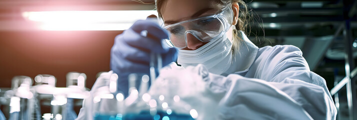 Poster - Close up of a protected science student dropping liquid in a