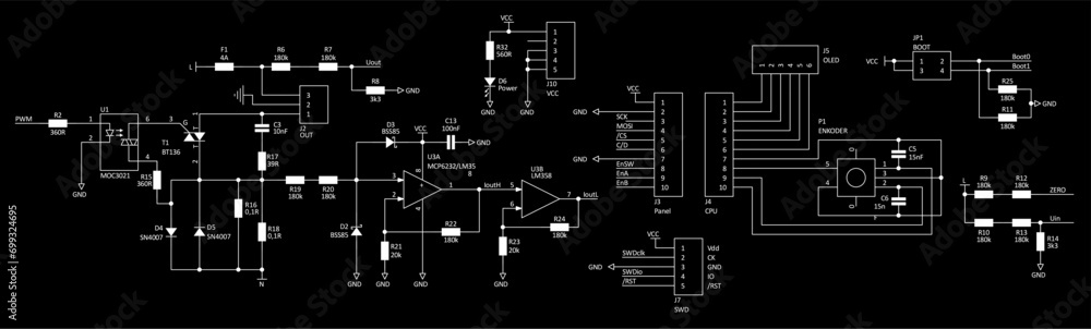 Schematic diagram of electronic device. Vector drawing electrical ...