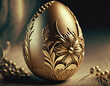 Golden Easter egg decorated with carved floral pattern