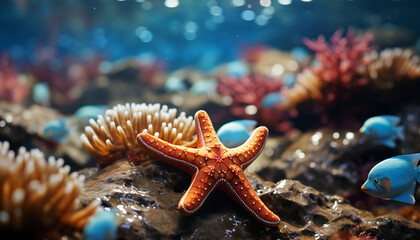 the underwater reef showcases the beauty of nature aquatic animals generated by ai